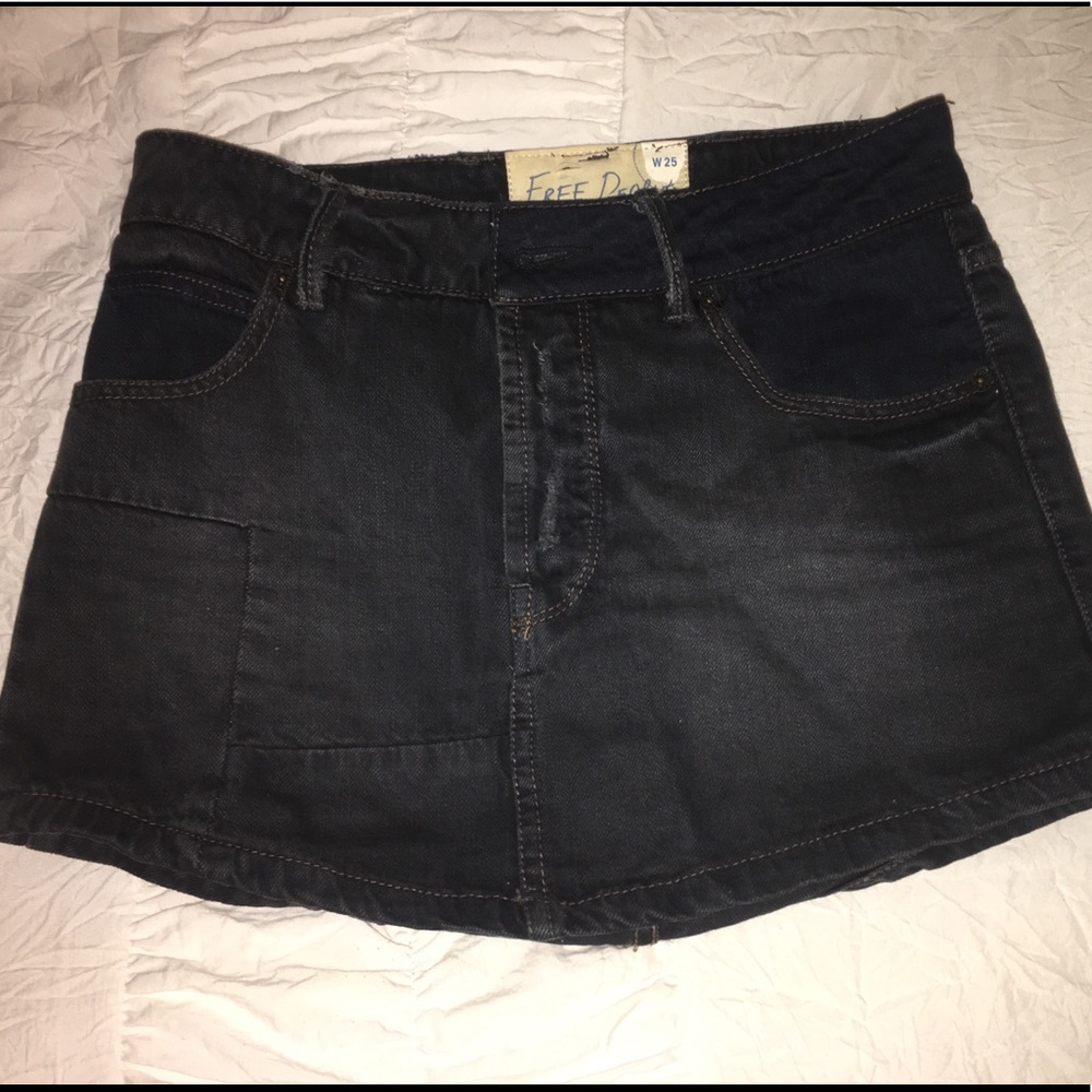 Free People Black Denim skirt